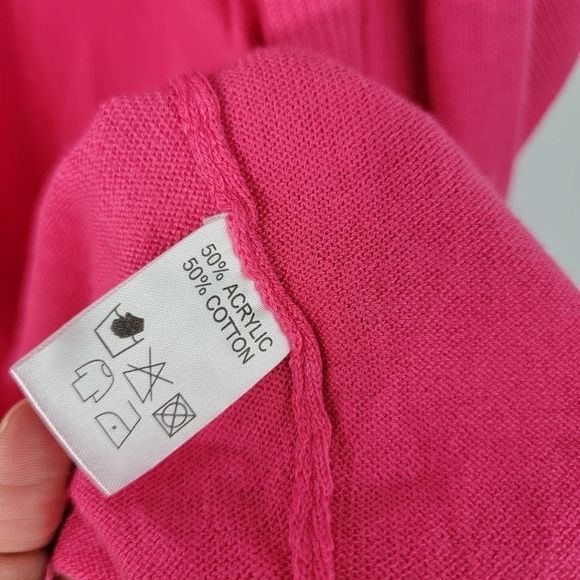 Escrava Women's Barbie Pink Cotton Blend Open Cardigan Sz M Dolman Sleeve - Picture 9 of 10